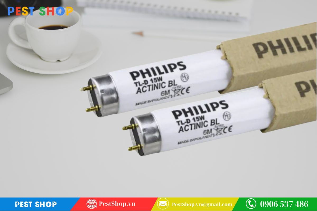 Bóng đèn diệt côn trùng 15w / Bóng phillip 15w – 45cm chống vỡ viền xanh