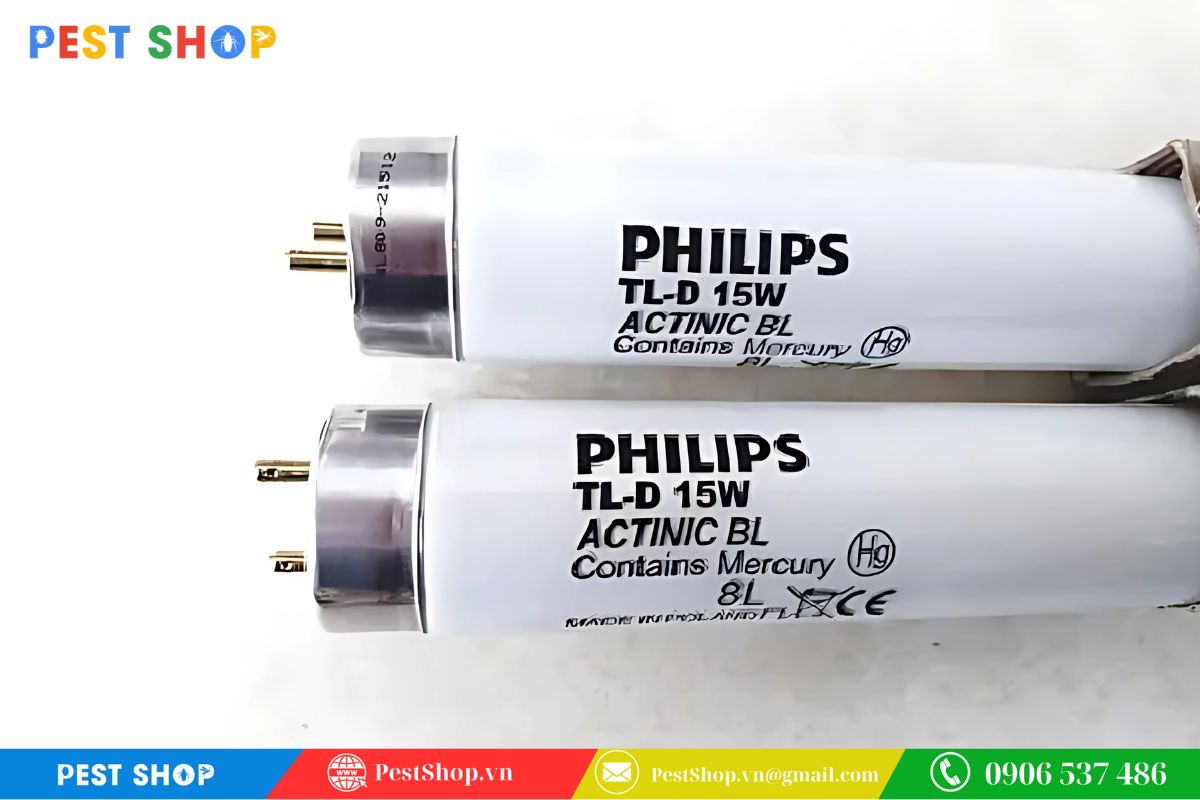 Bóng đèn diệt côn trùng 15w / Bóng phillip 15w – 45cm chống vỡ viền xanh