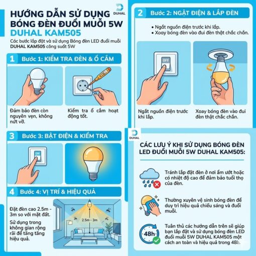 Cách sử dụng bóng đèn đuổi muỗi 5W DUHAL KAM505 của Pest Shop