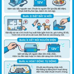 Hướng dẫn chi tiết cách sử dụng bẫy chuột bằng điện 12V của Pest Shop