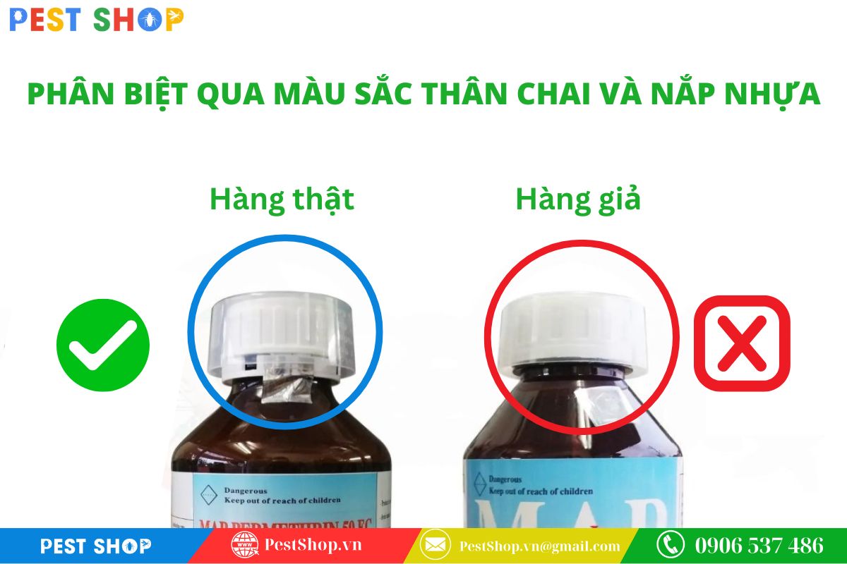 Phân biệt qua màu sắc thân chai và nắp nhựa